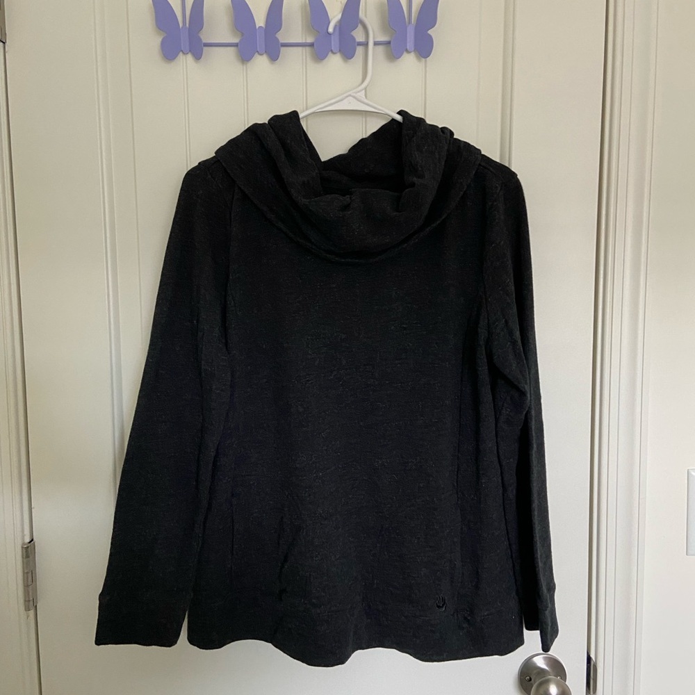 NWOT Gloria Vanderbilt GVS women’s dark gray cowl neck sweatshirt petite medium - Picture 1 of 8
